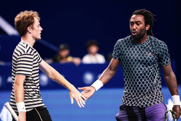 CHENGDU, CHINA - SEPTEMBER 19: Evan King and Reese Stalder of the US compete in the Men s Doubles Round of 16 match against Cui Jie and Sun Fajing of China on Day 2 of 2024 Chengdu Open at Sichuan International Tennis Center on September 19, 2024 in Chengdu, Sichuan Province of China.  Copyright: xVCGx 111518937958