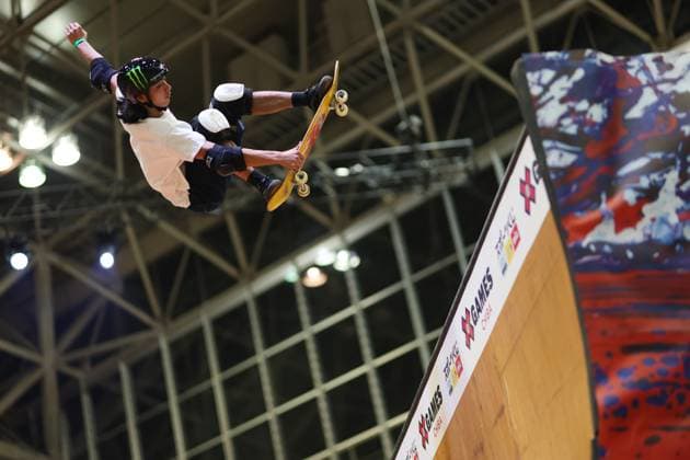 Sport Themen der Woche KW38 Sport Bilder des Tages Moto Shibata (JPN), SEPTEMBER 19, 2024 - Skateboarding : X Games Chiba 2024 Men s Skateboard Vert practice session at the Makuhari Messe in Chiba, Japan.  (267051527)
