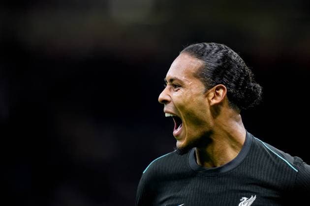 AC Milan v Liverpool FC - UEFA Champions League 2024 25 Virgil van Dijk of Liverpool FC celebrates after scoring second goal during the UEFA Champions League 2024 25 League Phase MD1 match between AC Milan and Liverpool FC at Stadio San Siro on September 17, 2024 in Milan, Italy. Milan Stadio Giuseppe Meazza Florence Italy Copyright: xGiuseppexMaffiax UCL_Milan-Liverpool_170924_BRU8316