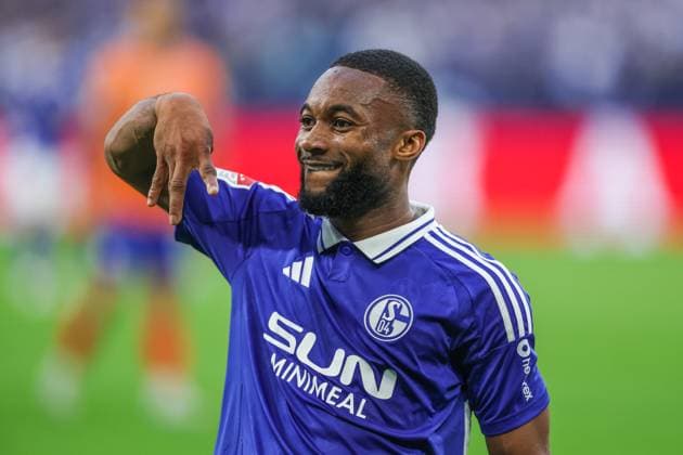 Sport Bilder des Tages 20.09.2024, Fussball, Saison 2024 2025, 2. Bundesliga, 5. Spieltag, FC Schalke 04 - SV Darmstadt 98, Moussa Sylla (FC Schalke 04) jubelt nach seinem Tor zum 2 zu 0. Gelsenkirchen Veltins Arena NRW Deutschland xRHR-FOTO TRx
