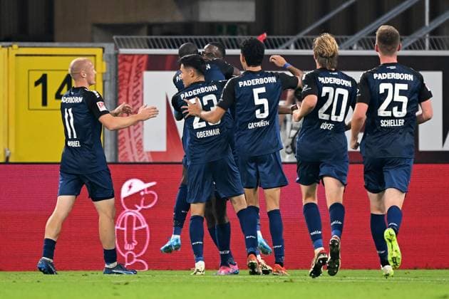 Paderborn, Home Deluxe Arena, 20.09.24, GER, Herren, 2.Bundesliga, Saison 2024-2025, SC Paderborn 07 - Hannover 96 Bild: Ilyas ANSAH (Paderborn) jubelt nach seinem Tor zum 2:1 Only for editorial use! DFL regulations prohibit any use of photographs as image sequences and or quasi-video. NRW Deutschland