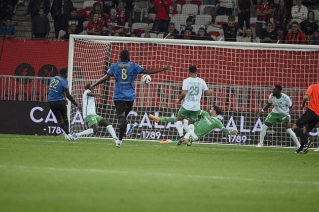 NDOMBELE Tanguy (OGC Nice) mark a goal. OGC Nice vs AS Saint Etienne, Ligue 1 Mcdonalds in Allianz Riviera Stadium, NICE, France, on September 20, 2024. FOOTBALL : OGC Nice vs AS Saint Etienne - Ligue 1 - 09 20 24 FredDides Panoramic 