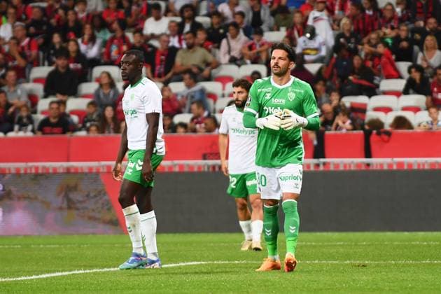 OGC Nice v AS Saint-Etienne - Ligue 1 McDonald s 2024 2025 30 Gautier LARSONNEUR (asse) during the Ligue 1 McDonald s match between Nice and Saint-Etienne at Allianz Riviera on September 20, 2024 in Nice, France. Nice France  Copyright: xFEPx 776207017