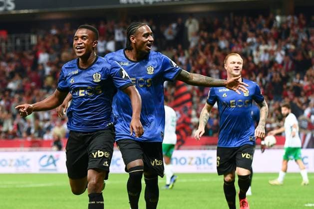 OGC Nice v AS Saint-Etienne - Ligue 1 McDonald s 2024 2025 15 Youssoufa MOUKOKO (ogcn) - 08 Cristian Pablo PAULINO ROSARIO (ogcn) during the Ligue 1 McDonald s match between Nice and Saint-Etienne at Allianz Riviera on September 20, 2024 in Nice, France. Nice France  Copyright: xFEPx 776207017