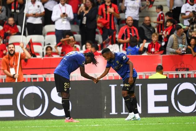 OGC Nice v AS Saint-Etienne - Ligue 1 McDonald s 2024 2025 29 Evann GUESSAND (ogcn) - 15 Youssoufa MOUKOKO (ogcn) during the Ligue 1 McDonald s match between Nice and Saint-Etienne at Allianz Riviera on September 20, 2024 in Nice, France. Nice France  Copyright: xFEPx 776207017