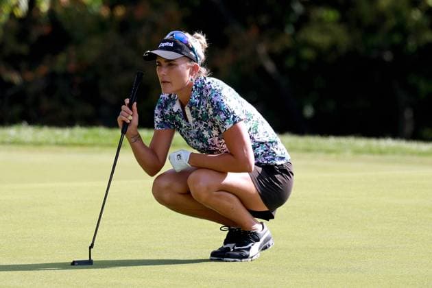 CINCINNATI, OH - SEPTEMBER 20: LPGA, Golf Damen golfer Lexi Thompson lines up a putt on the 8th hole during the second round of the Kroger Queen City Championship presented by P&G on September 20, 2024, at TPC River™s Bend in Cincinnati, Ohio. (Photo by Brian Spurlock Icon Sportswire) GOLF: SEP 20 LPGA Kroger Queen City Championship pres by P&G EDITORIAL USE ONLY Icon24092031