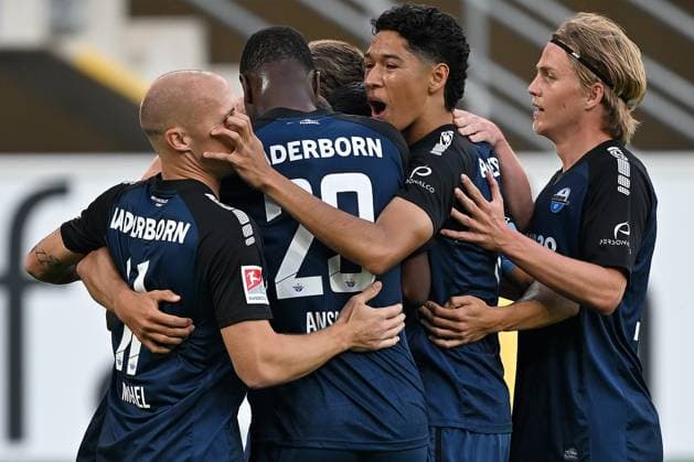 Paderborn, Home Deluxe Arena, 20.09.24, GER, Herren, 2.Bundesliga, Saison 2024-2025, SC Paderborn 07 - Hannover 96 Bild: Koen KOSTONS (Paderborn) jubelt nach seinem Tor zum 1:0 Only for editorial use! DFL regulations prohibit any use of photographs as image sequences and or quasi-video. NRW Deutschland