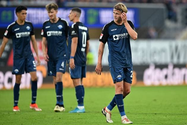 Paderborn, Home Deluxe Arena, 20.09.24, GER, Herren, 2.Bundesliga, Saison 2024-2025, SC Paderborn 07 - Hannover 96 Bild: Felix GOETZE (Paderborn) Only for editorial use! DFL regulations prohibit any use of photographs as image sequences and or quasi-video. NRW Deutschland