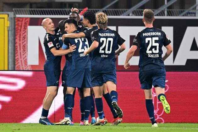 Paderborn, Home Deluxe Arena, 20.09.24, GER, Herren, 2.Bundesliga, Saison 2024-2025, SC Paderborn 07 - Hannover 96 Bild: Ilyas ANSAH (Paderborn) jubelt nach seinem Tor zum 2:1 Only for editorial use! DFL regulations prohibit any use of photographs as image sequences and or quasi-video. NRW Deutschland