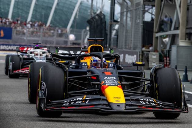 MARINA BAY, SINGAPORE: Max Verstappen, racing for the Red Bull Racing team during the 2024 Formula 1 Singapore Grand Prix at the Marina Bay Street Circuit in Marina Bay, Singapore