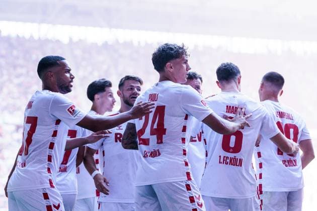 2. Fussball Bundesliga; Fortuna Düsseldorf 1895 - 1. FC Köln; 21.09.2024 Jubel zum 0:1 durch Eric Martel (1. FC Köln, 6) 2. Fussball Bundesliga, Fortuna Duesseldorf 1895 - 1. FC Köln, Düsseldorf, Merkur Spiel-Arena DFL REGULATIONS PROHIBIT ANY USE OF PHOTOGRAPHS AS IMAGE SEQUENCES AND OR QUASI-VIDEO.