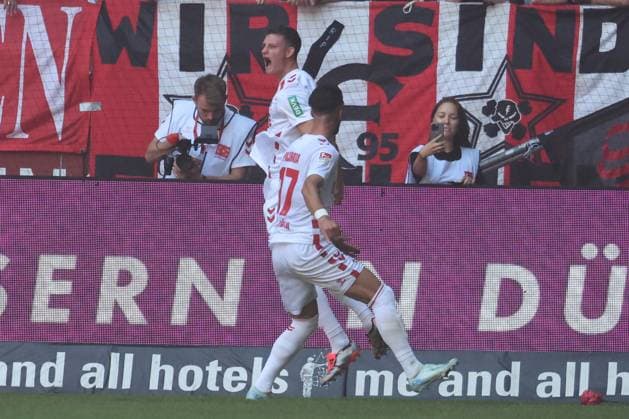 GER, 2. FBL. Fortuna Duesseldorf vs. 1. FC Koeln 21.09.2024, Merkur Spiel-Arena, Duesseldorf, GER, 2. FBL. Fortuna Duesseldorf vs. 1. FC Koeln, im Bild: Eric Martel (FC Koeln 6), Torjubel Jubel Jubellauf,