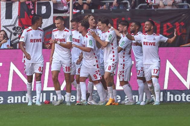 21.09.2024, 2. Fußball Bundesliga, Fortuna Düsseldorf - 1. FC Köln, Merkur Spiel-Arena, Saison 2024 2025: Torjubel nach dem 1:0 durch Leart Pacarada (1.FC Köln 17) DFB regulations prohibit any use of photographs as image sequences and or quasi-video. Nordrhein-Westfalen Deutschland