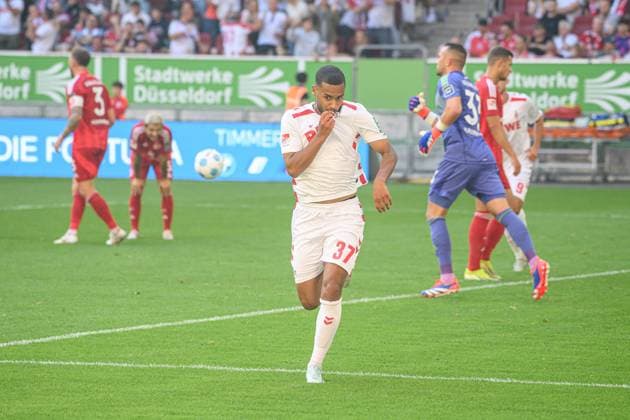 DUESSELDORF, GERMANY - 21 SEPTEMBER, 2024: Linton Maina, The football match of 2.Bundesliga Fortuna Duesseldorf vs. 1.FC Koeln at Mercur Spiel Arena  Copyright: xVITALIIxKLIUIEVx