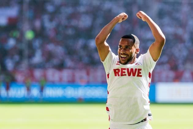 2. Fussball Bundesliga; Fortuna Düsseldorf 1895 - 1. FC Köln; 21.09.2024 Jubel zum 0:1 durch Eric Martel (1. FC Köln, 6) 2. Fussball Bundesliga, Fortuna Düsseldorf 1895 - 1. FC Köln, Düsseldorf, Merkur Spiel-Arena DFL REGULATIONS PROHIBIT ANY USE OF PHOTOGRAPHS AS IMAGE SEQUENCES AND OR QUASI-VIDEO.