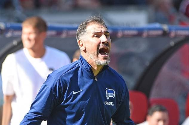 21.09.2024, xhbx, Fussball 2.Bundesliga, 1. FC Nuernberg - Hertha BSC Berlin emspor, v.l. Trainer Cristian Fiel (Hertha BSC Berlin) (DFL DFB REGULATIONS PROHIBIT ANY USE OF PHOTOGRAPHS as IMAGE SEQUENCES and or QUASI-VIDEO) Nuernberg