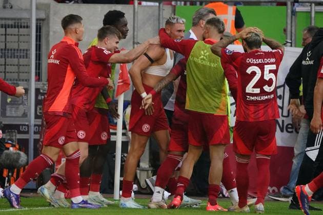 Fussball, 2.BL Saison 2024 2025 Fortuna Düsseldorf vs 1.FC Köln , Merkur- Spiel-Arena Düsseldorf , Fortuna Düsseldorf, jubeln