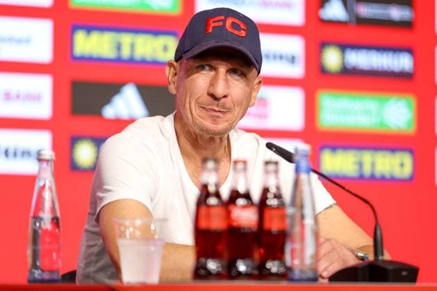 21.09.2024, 2. Fußball Bundesliga, Fortuna Düsseldorf - 1. FC Köln, Merkur Spiel-Arena, Saison 2024 2025: Pressekonferenz nach dem Spiel - Trainer Gerhard Struber (Cheftrainer 1.FC Köln) bei der PK DFB regulations prohibit any use of photographs as image sequences and or quasi-video. Nordrhein-Westfalen Deutschland