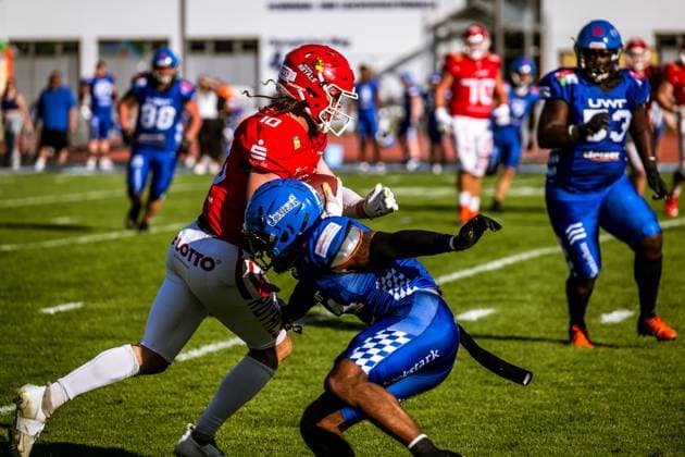 GFL German Football League; Potsdam Royals - Allgäu Comets; 21.09..2024 GFL German Football League; Potsdam Royals - Allgäu Comets Copyright: xBEAUTIFULxSPORTS NicolxMarschallx