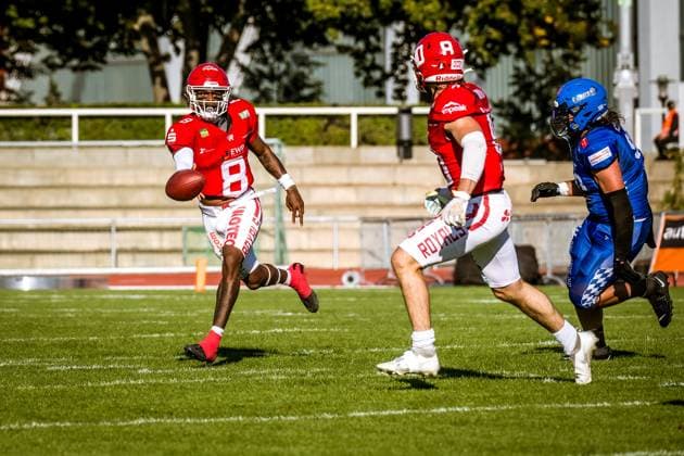 GFL German Football League; Potsdam Royals - Allgäu Comets; 21.09..2024 GFL German Football League; Potsdam Royals - Allgäu Comets Copyright: xBEAUTIFULxSPORTS NicolxMarschallx