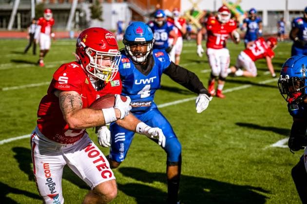 GFL German Football League; Potsdam Royals - Allgäu Comets; 21.09..2024 GFL German Football League; Potsdam Royals - Allgäu Comets Copyright: xBEAUTIFULxSPORTS NicolxMarschallx