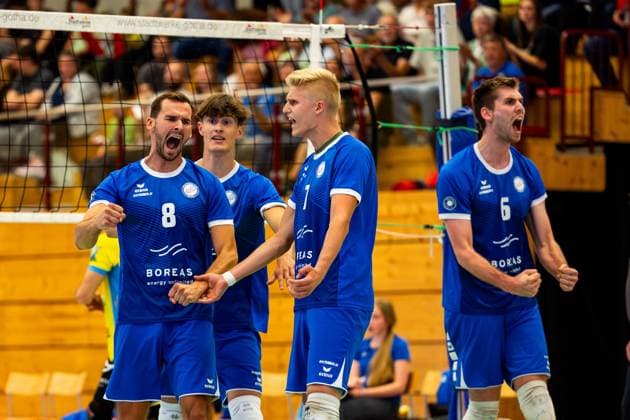 21.09.2024, GER, Volleyball, 2.BL Maenner Sued, Saison 2024 2025, 1.Spieltag, Blue Volleys Gotha - TSV Mimmenhausen Dominik Duchac (Blue Volleys Gotha) 99867 Gotha Sporthalle Sportanlage Ernesti Thüringen Deutschland