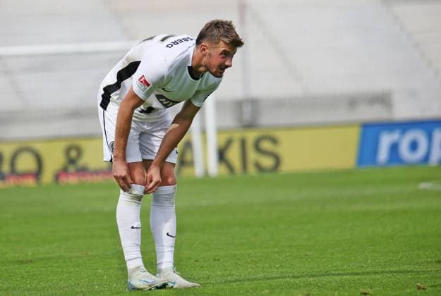 22.09.2024, xmohx, Fussball 2.Bundesliga, SV Elversberg - SSV Ulm 1846 emspor, v.l. Enttäuschter Kukas Petkov (Elversberg) (DFL DFB REGULATIONS PROHIBIT ANY USE OF PHOTOGRAPHS as IMAGE SEQUENCES and or QUASI-VIDEO) Elversberg