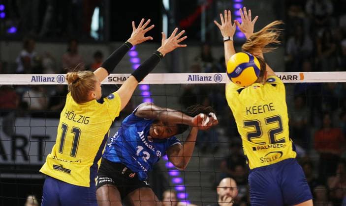 BAU 22.09.2024 Stuttgart Volleyball Supercup Allianz MTV Stuttgart vs. SSC Palmberg Schwerin, Krystal Rivers (Stuttgart, Mitte)