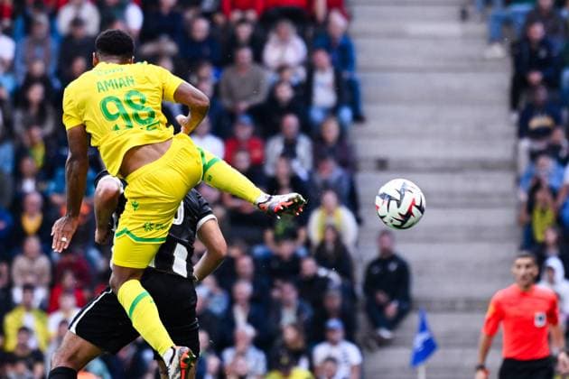 Kelvin Amian Adou ( 98 - Nantes )during the Ligue 1 match between Angers SCO and FC Nantes at Stade Raymond Kopa on September 22, 2024 in Angers, France. ( Photo by federico pestellini panoramic ) - FOOTBALL : Angers vs Nantes - Ligue 1 - 22 09 2024 FedericoPestellini Panoramic 