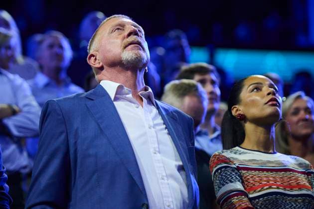 Sport Themen der Woche KW38 Sport Bilder des Tages Laver Cup 2024 Berlin - Day 3 BERLIN, GERMANY - SEPTEMBER 22: Boris Becker watch the trophy ceremony after Team Europe win the Laver Cup on day three of the Laver Cup at Uber Arena on September 22, 2024 in Berlin, Germany. (Photo by Francisco Macia Photo Players Images Magara Press) Berlin Uber Arena Germany Copyright: xFranciscoxMaciax
