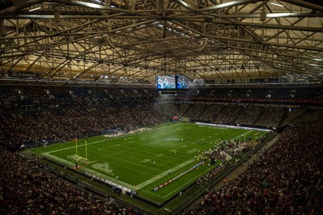 Spielstätte Innenansicht, Vienna Vikings vs Rhein Fire, American Football, ELF, Finals, Season 2024, 22.09.2024, Gelsenkirchen Veltins Arena zu Schalke Deutschland *** Venue interior view, Vienna Vikings vs Rhein Fire, American Football, ELF, Finals, Season 2024, 22 09 2024, Gelsenkirchen Veltins Arena at Schalke Germany Copyright: xFootxBowl JUSTxSHOTSx