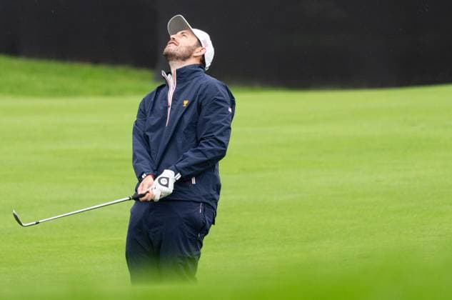 September 23, 2024, Montreal, Pq, CANADA: United States team member Patrick Cantlay reacts as he practises at the Presidents Cup golf tournament at the Royal Montreal Golf Club, Monday, Sept. 23, 2024 in Montreal. Canada News - September 23, 2024  - ZUMAc35_ 20240923_zaf_c35_030 Copyright: xChristinnexMuschix