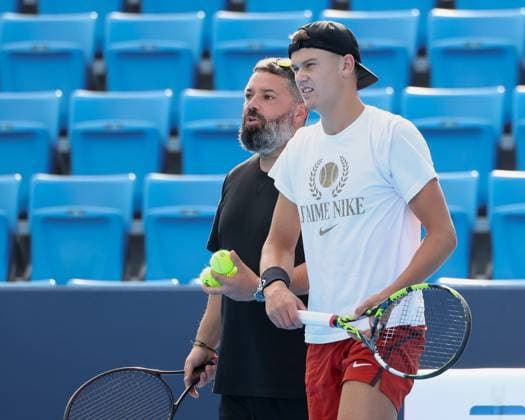 Holger Rune und Trainer, coach Benjamin Ebrahimzadeh, Training, Konishita Group Japan Open Tennis Championships, Tokyo, Japan Tennis - Japan Open Tennis Championships 2024 - ATP, Tennis Herren 500 - Ariake Coliseum - Tokyo - - Japan - 24 September 2024. Copyright: xJuergenxHasenkopfx