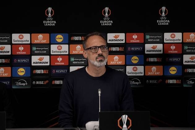 Europa League, FC Midtjylland vs TSG 1899 Hoffenheim 24.09.2024, MCH Arena, Herning, Europa League, FC Midtjylland vs TSG 1899 Hoffenheim , im Bild Pressekonferenz mit Trainer Pellegrino Matarazzo (Hoffenheim) und Jacob Bruun Larsen (Hoffenheim) Herning MCH Arena Dänemark