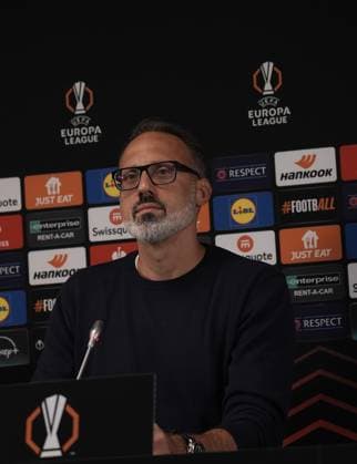 Europa League, FC Midtjylland vs TSG 1899 Hoffenheim 24.09.2024, MCH Arena, Herning, Europa League, FC Midtjylland vs TSG 1899 Hoffenheim , im Bild Pressekonferenz mit Trainer Pellegrino Matarazzo (Hoffenheim) und Jacob Bruun Larsen (Hoffenheim) Herning MCH Arena Dänemark