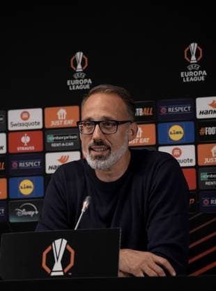 Europa League, FC Midtjylland vs TSG 1899 Hoffenheim 24.09.2024, MCH Arena, Herning, Europa League, FC Midtjylland vs TSG 1899 Hoffenheim , im Bild Pressekonferenz mit Trainer Pellegrino Matarazzo (Hoffenheim) und Jacob Bruun Larsen (Hoffenheim) Herning MCH Arena Dänemark