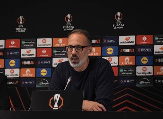 Europa League, FC Midtjylland vs TSG 1899 Hoffenheim 24.09.2024, MCH Arena, Herning, Europa League, FC Midtjylland vs TSG 1899 Hoffenheim , im Bild Pressekonferenz mit Trainer Pellegrino Matarazzo (Hoffenheim) und Jacob Bruun Larsen (Hoffenheim) Herning MCH Arena Dänemark