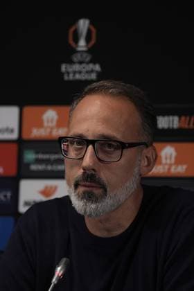 Europa League, FC Midtjylland vs TSG 1899 Hoffenheim 24.09.2024, MCH Arena, Herning, Europa League, FC Midtjylland vs TSG 1899 Hoffenheim , im Bild Pressekonferenz mit Trainer Pellegrino Matarazzo (Hoffenheim) und Jacob Bruun Larsen (Hoffenheim) Herning MCH Arena Dänemark