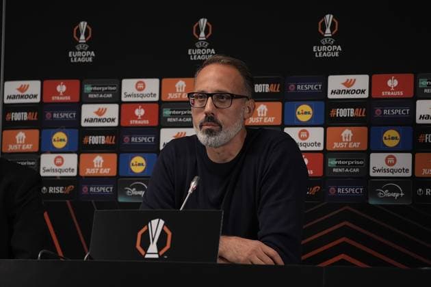Europa League, FC Midtjylland vs TSG 1899 Hoffenheim 24.09.2024, MCH Arena, Herning, Europa League, FC Midtjylland vs TSG 1899 Hoffenheim , im Bild Pressekonferenz mit Trainer Pellegrino Matarazzo (Hoffenheim) und Jacob Bruun Larsen (Hoffenheim) Herning MCH Arena Dänemark