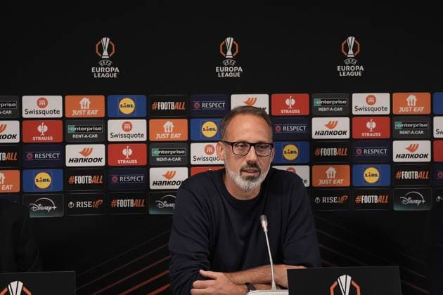 Europa League, FC Midtjylland vs TSG 1899 Hoffenheim 24.09.2024, MCH Arena, Herning, Europa League, FC Midtjylland vs TSG 1899 Hoffenheim , im Bild Pressekonferenz mit Trainer Pellegrino Matarazzo (Hoffenheim) und Jacob Bruun Larsen (Hoffenheim) Herning MCH Arena Dänemark