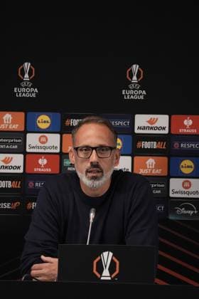 Europa League, FC Midtjylland vs TSG 1899 Hoffenheim 24.09.2024, MCH Arena, Herning, Europa League, FC Midtjylland vs TSG 1899 Hoffenheim , im Bild Pressekonferenz mit Trainer Pellegrino Matarazzo (Hoffenheim) und Jacob Bruun Larsen (Hoffenheim) Herning MCH Arena Dänemark