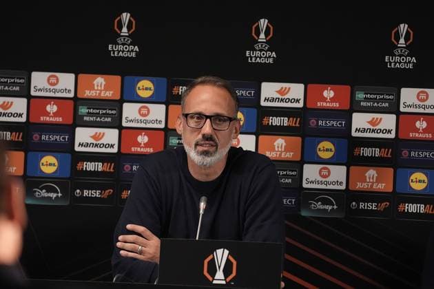 Europa League, FC Midtjylland vs TSG 1899 Hoffenheim 24.09.2024, MCH Arena, Herning, Europa League, FC Midtjylland vs TSG 1899 Hoffenheim , im Bild Pressekonferenz mit Trainer Pellegrino Matarazzo (Hoffenheim) und Jacob Bruun Larsen (Hoffenheim) Herning MCH Arena Dänemark
