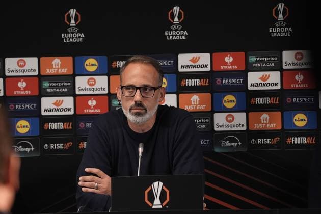 Europa League, FC Midtjylland vs TSG 1899 Hoffenheim 24.09.2024, MCH Arena, Herning, Europa League, FC Midtjylland vs TSG 1899 Hoffenheim , im Bild Pressekonferenz mit Trainer Pellegrino Matarazzo (Hoffenheim) und Jacob Bruun Larsen (Hoffenheim) Herning MCH Arena Dänemark