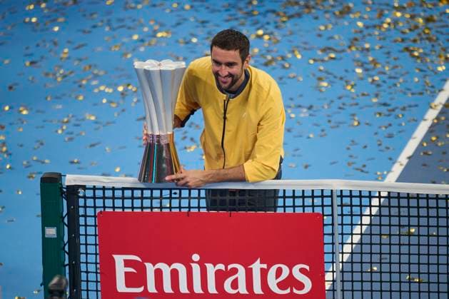 HANGZHOU, CHINA - SEPTEMBER 24: Champion Marin Cilic of Croatia poses with trophy after winning the Men s Singles Final match against Zhang Zhizhen of China on day 7 of 2024 Hangzhou Open at the Hangzhou Olympic Sports Expo Center on September 24, 2024 in Hangzhou, Zhejiang Province of China.  Copyright: xVCGx 111519967889