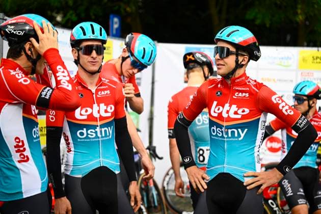 OMLOOP VAN HET HOUTLAND 2024 LICHTERVELDE, BELGIUM - SEPTEMBER 25 : Beullens Cedric (BEL) of Lotto Dstny, Vermeersch Florian (BEL) of Lotto Dstny pictured during the Omloop van het Houtland 2024 Cycling race with start in Eernegem and finish in Lichtervelde (195,3km). On September 25, 2024 in Lichtervelde, Belgium, 25 09 2024 Lichtervelde Belgium  Copyright: xGvgx