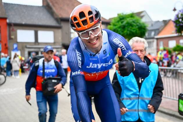 OMLOOP VAN HET HOUTLAND 2024 LICHTERVELDE, BELGIUM - SEPTEMBER 25 : Walscheid Max (GER) of Team Jayco AlUla celebrating his victory pictured during the Omloop van het Houtland 2024 Cycling race with start in Eernegem and finish in Lichtervelde (195,3km). On September 25, 2024 in Lichtervelde, Belgium, 25-09-24 Lichtervelde Belgium  Copyright: xGvgx