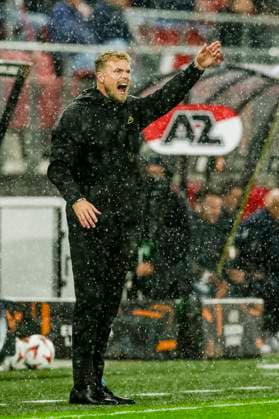 ALKMAAR - 25-09-2024, AFAS Stadium. UEFA Europa League, season 2024 2025 during the match AZ - Elfsborg. Elfsborg trainer Oscar Hiljemark. fotboll football soccer fotball uefa europa league az alkmaar elfsborg bbeng Copyright: SONNYxLENSEN BB240925BB463
