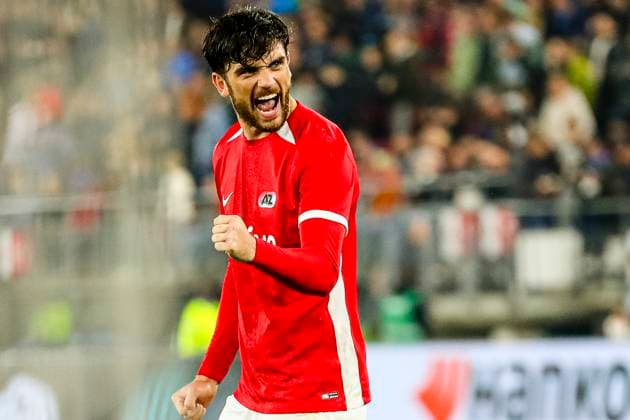 Sport Bilder des Tages ALKMAAR - 25-09-2024, AFAS Stadium. UEFA Europa League, season 2024 2025 during the match AZ - Elfsborg. AZ player Troy Parrot scores penalty. fotboll football soccer fotball uefa europa league az alkmaar elfsborg bbeng Copyright: SONNYxLENSEN BB240925BB540