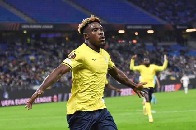 UEFA Europa League, Dynamo Kiew vs S.S.Lazio Rom 25.09.2024, Volksparkstadion, Hamburg, UEFA Europa League, Dynamo Kiew vs S.S.Lazio Rom im Bild Fisayo Dele-Bshiru (Lazio 07) schiesst das Tor zum 2-0 fuer Lazio und jubelt
