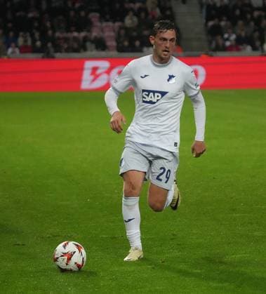 Europa League, FC Midtjylland vs TSG 1899 Hoffenheim 25.09.2024, MCH Arena, Herning, Europa League, FC Midtjylland vs TSG 1899 Hoffenheim , im Bild Jacob Bruun Larsen (Hoffenheim) Herning MCH Arena Dänemark